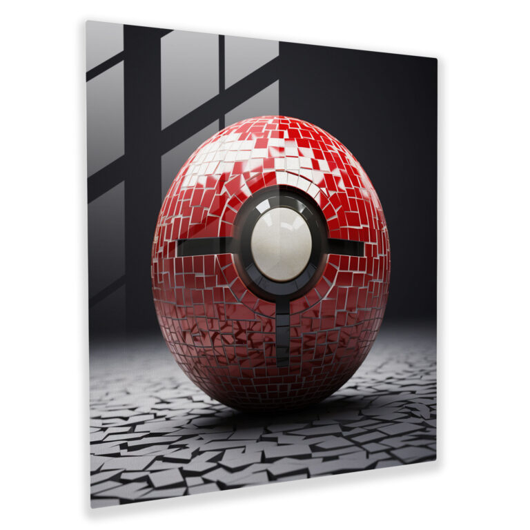 Pokeball Mosaic Glass Print - Pokemon, Wall Decoration, Pokeball, Stylish Design