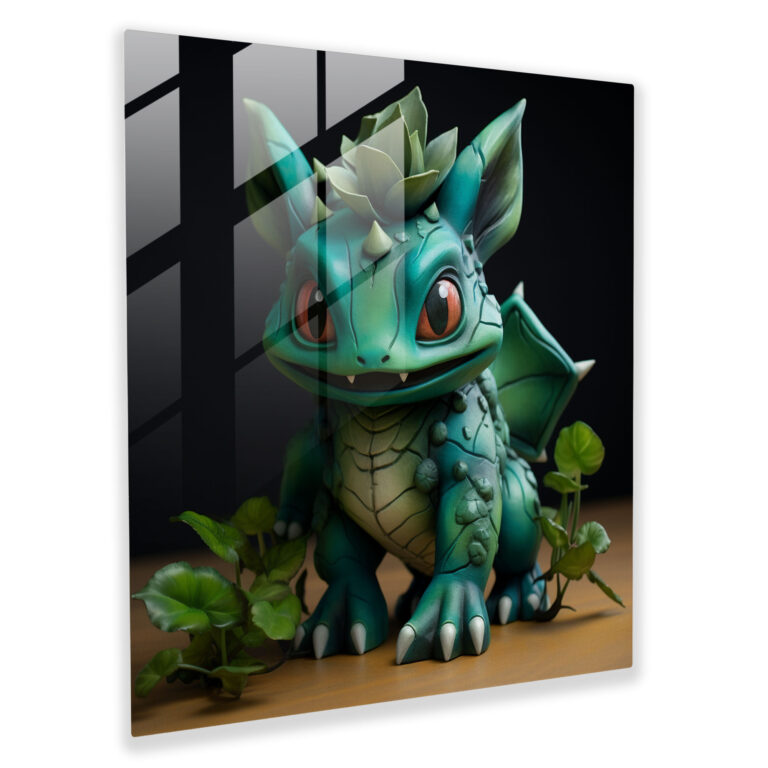 Bulbasaur Realism Glass Sculpture - Pokemon, Bulbasaur Realism Glass Sculpture, Glass Art, Realistic Sculpture
