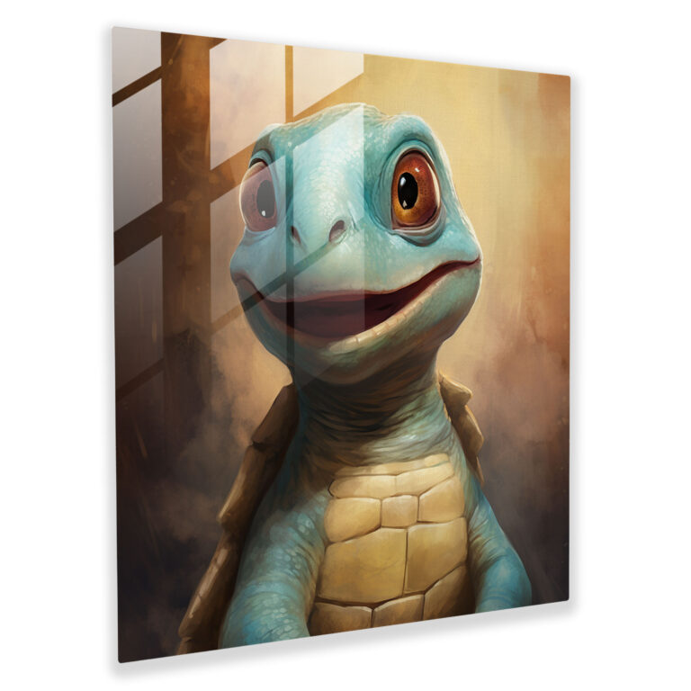 Pokemon Glass Print - Playful Squirtle - Pokemon, Glass Print, Endearing Features, Glass Wall Art