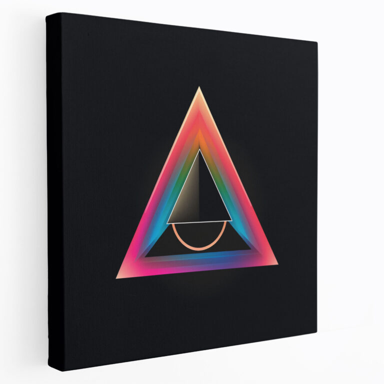 Pink Floyd Wall Art - Minimalist Prism Canvas Print - Pink Floyd, Canvas, Sophisticated, Black Background