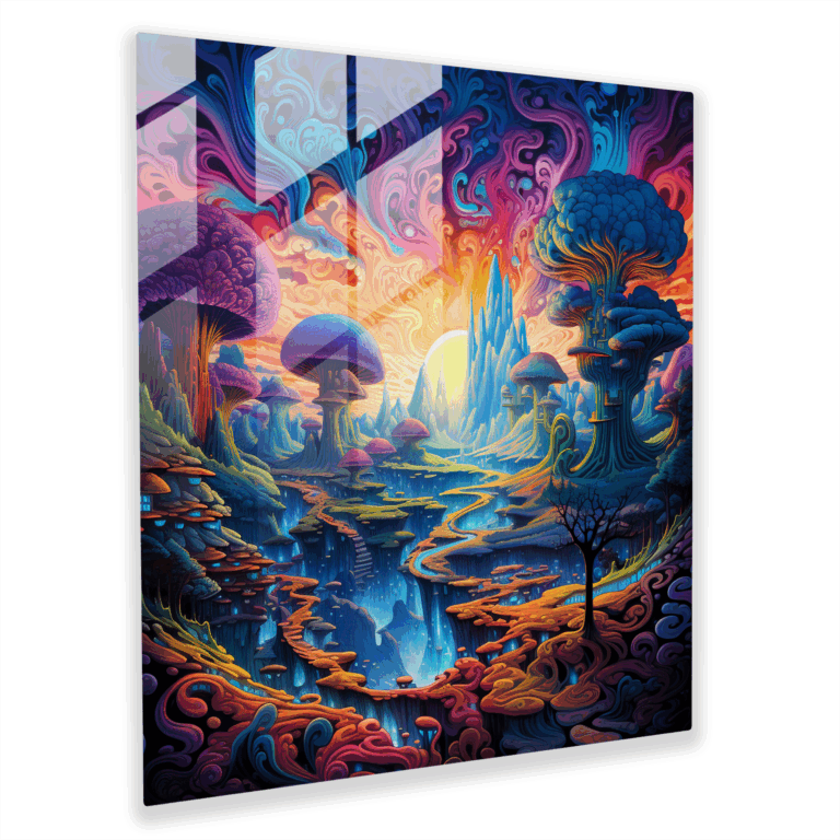 Trance Odyssey Glass Print - Mesmerizing Psychedelic Artwork - Vibrant Glass Wall Art - Modern Home Decoration