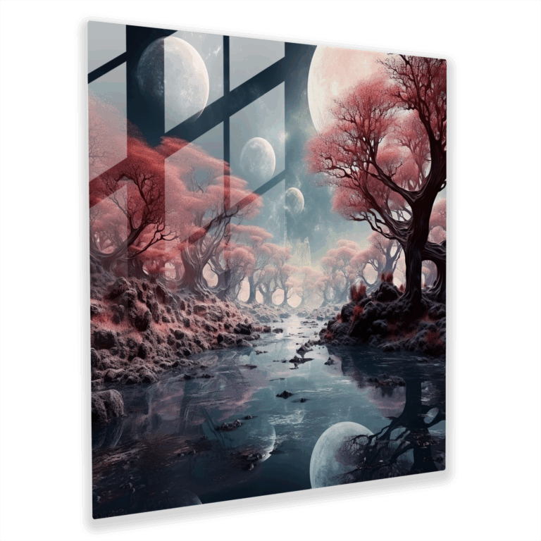 Mystical Landscape Glass Print - Surreal Wall Decoration