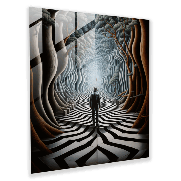 Perception Warping Glass Print - Optical Illusion Wall Decoration