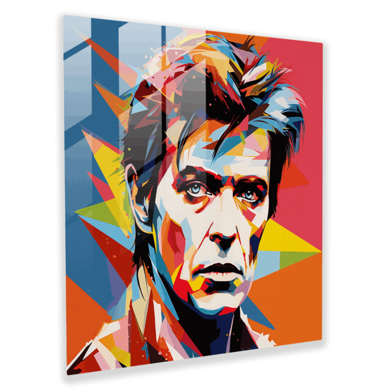 Eye-Catching Glass Print of Pop Art Illustration Stylized Portrait of Famous Musician - Modern Artwork for Glass Wall Decor Home Decoration