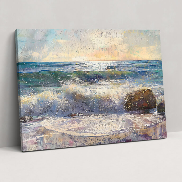 Seascape Pointillism Canvas Print - Pointillism, View, Canvas Print, Wall Art