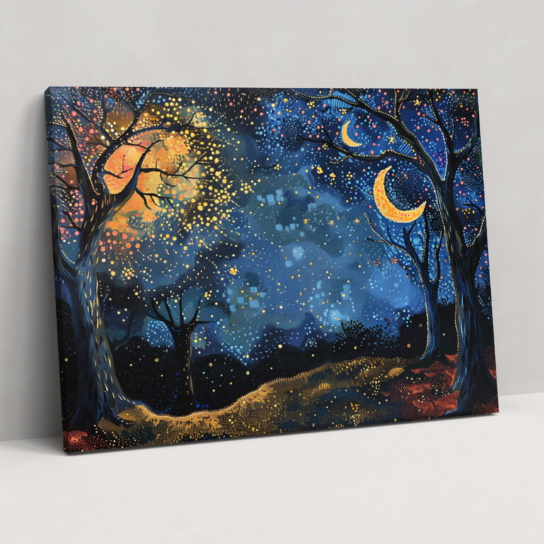 Night Sky Pointillism Wall Art - Pointillism, Wall Art, Wall Decoration, Stars