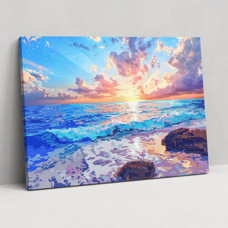 Tranquil Seascape Wall Decoration - Pointillism, Pointillism, Wall Decoration, Home Decoration