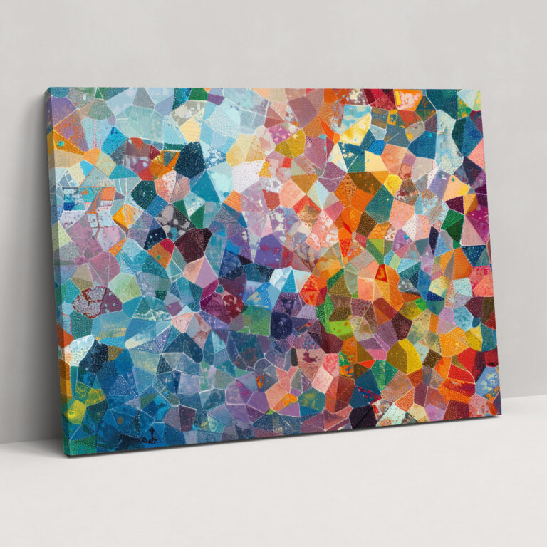 Abstract Geometric Patterns Pointillism Wall Art - Pointillism, Wall Decoration, Home Decoration, Canvas Wall Art