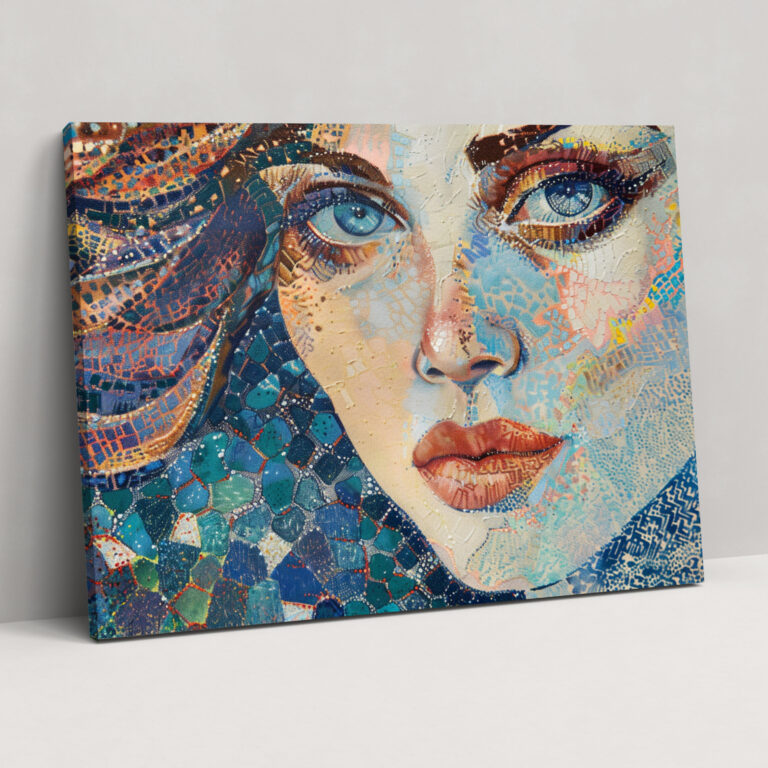 Woman Portrait Pointillism Wall Decoration - Pointillism, Home Decoration, Canvas Print, Pointillism