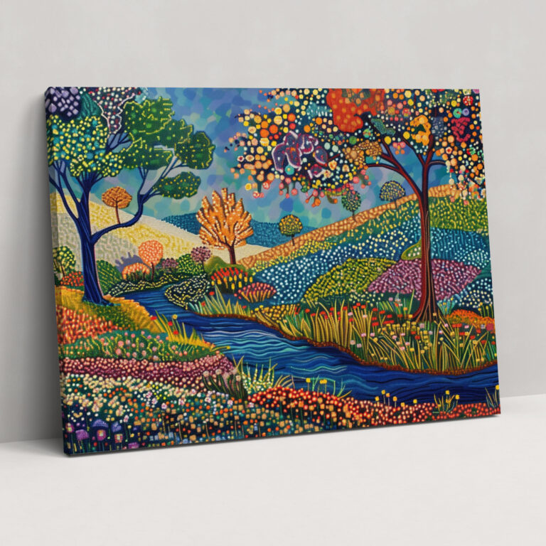 Tranquil Pointillism Canvas Wall Decoration - Pointillism, Canvas, Home Decoration, Pointillism
