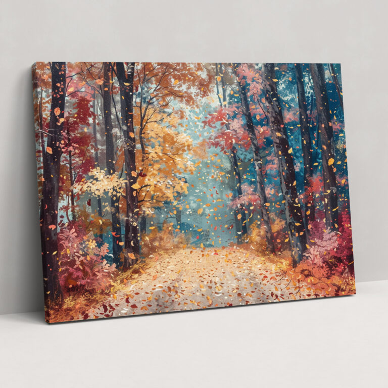 Autumn Forest Pointillism Wall Art - Pointillism, Wall Decoration, Canvas Art, Home Decoration