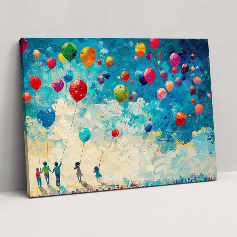 Colorful Balloons Pointillism Wall Art - Pointillism, Wall Decoration, Wall Art, Canvas Wall Art