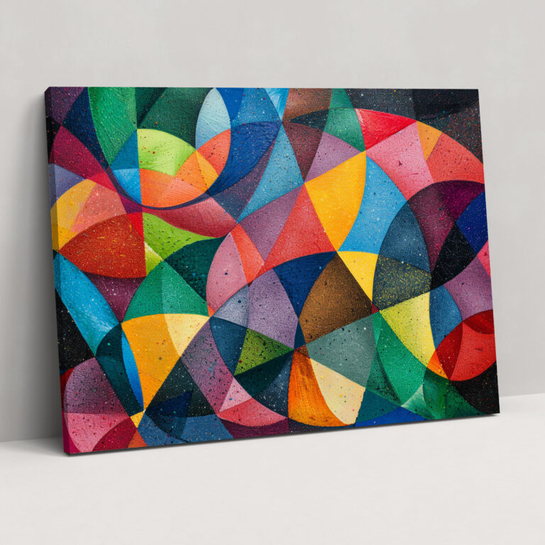 Vibrant Shapes Pointillism Canvas Print - Pointillism, Wall Decoration, Home Decoration, Canvas Wall Art