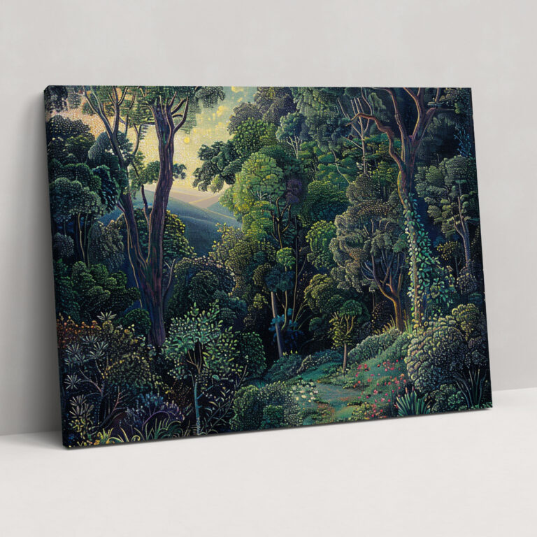 Forest Scene Pointillism Canvas Print Wall Art - Pointillism, Canvas Wall Art, Canvas Print, Canvas