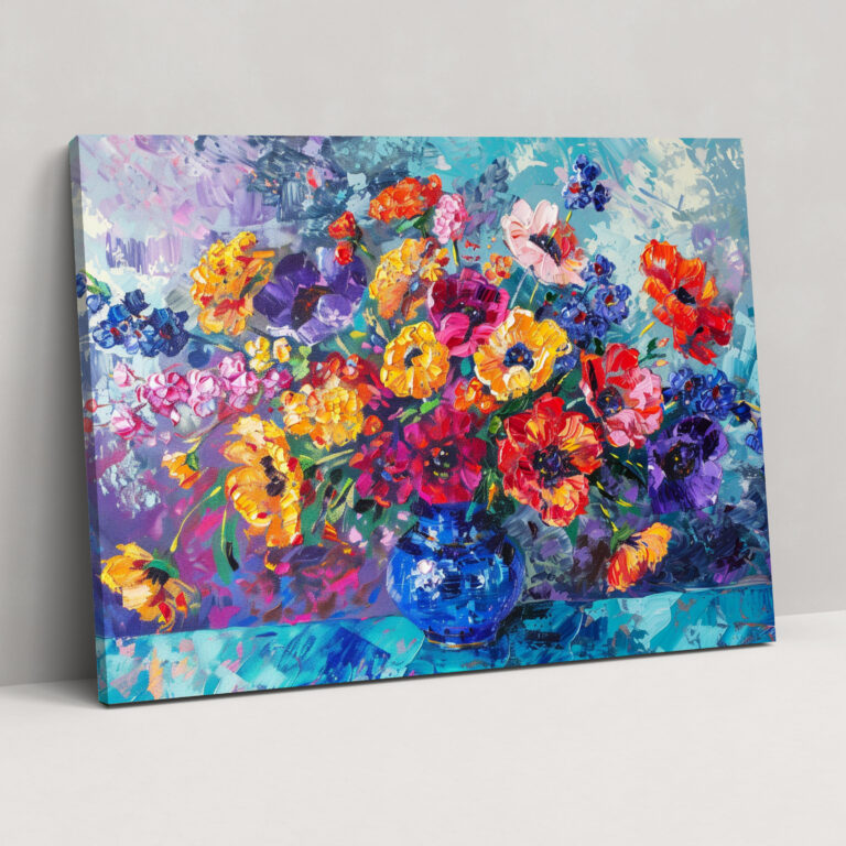 Pointillism Floral Bliss Canvas Print - Pointillism, Pointillism, Home Decoration, Wall Art
