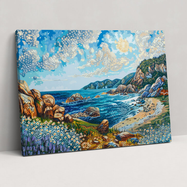 Pointillism Coastal Serenity Wall Art - Pointillism, Wall Decoration, Home Decoration, Wall Art