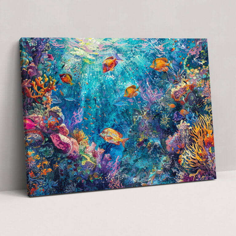 Pointillism Ocean Odyssey Canvas Print - Pointillism, Wall Art, Captivating, Pointillism