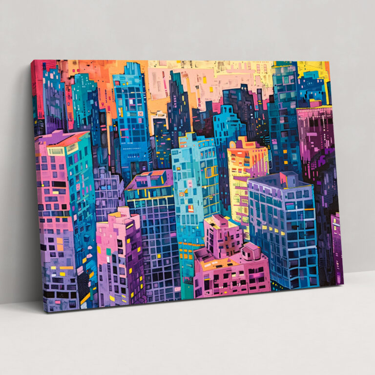 Pointillism Urban Energy Wall Decoration - Pointillism, Urban, Canvas Wall Art, Bold