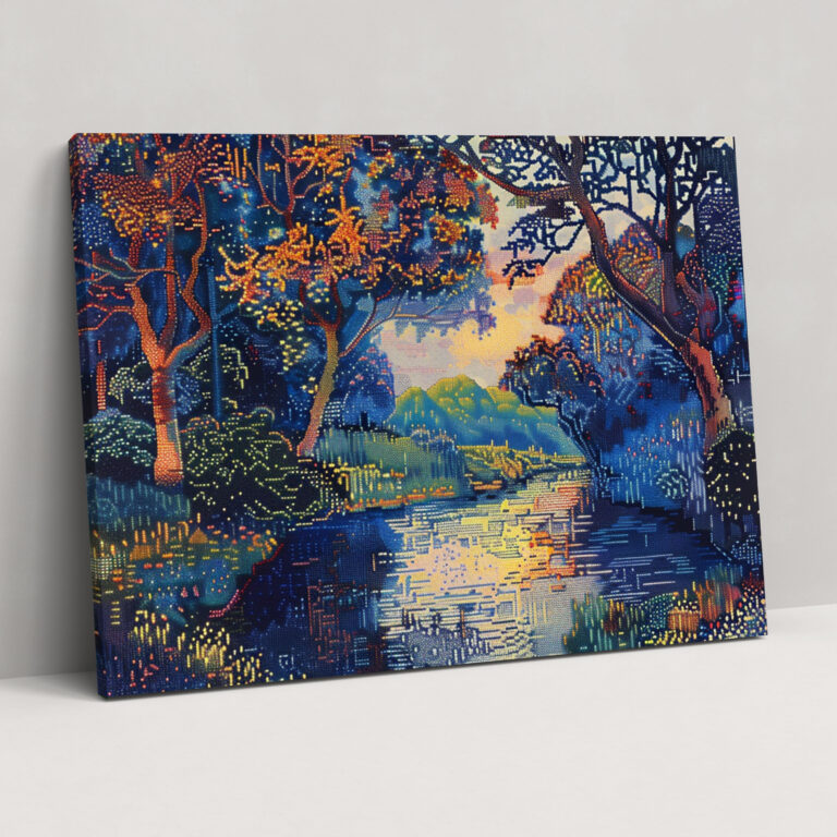 Pointillism Landscape Canvas Print - Pointillism, Home Decoration, Canvas Wall Art, Wall Decoration