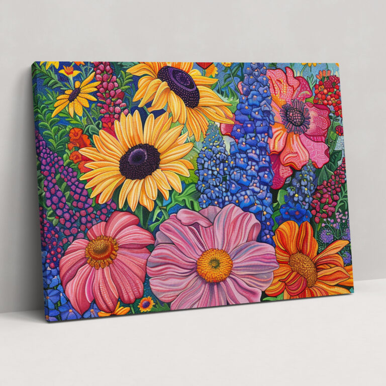 Vibrant Pointillism Floral Wall Art - Pointillism, Pointillism, Wall Decoration, Wall Art
