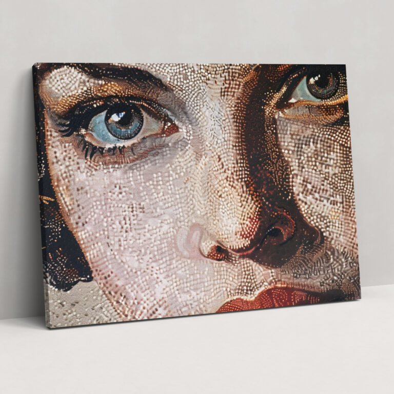 Vintage Pointillism Portrait Canvas Print - Pointillism, Home Decoration, Wall Art, Canvas Print