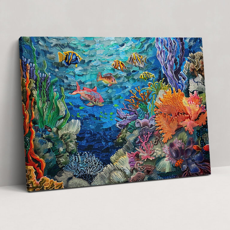 Abstract Underwater Pointillism Canvas Print - Pointillism, Canvas Wall Art, Wall Art, Canvas