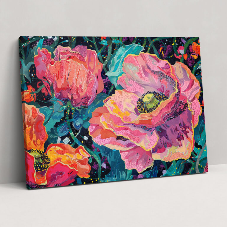 Dreamy Floral Pointillism Wall Art Canvas Print - Pointillism, Canvas Wall Art, Pointillism, Wall Art