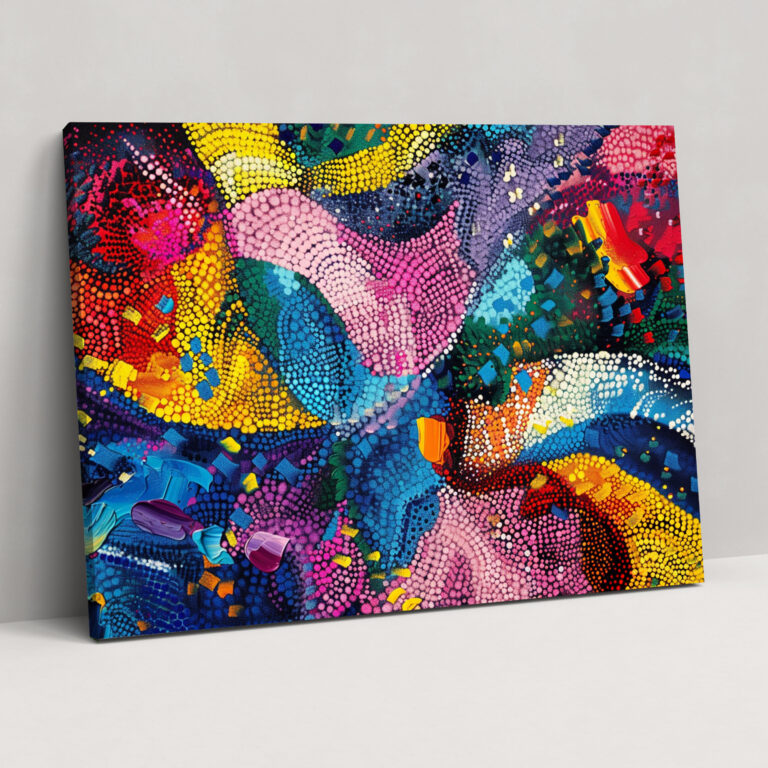 Bold Abstract Pointillism Canvas Art - Pointillism, Canvas, Canvas Print, Home Decoration