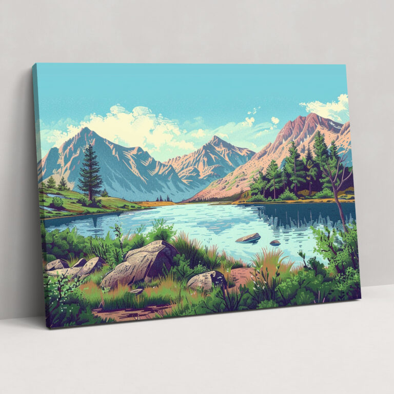 Tranquil View Pointillism Wall Art - Pointillism, Home Decoration, Canvas Wall Art, Wall Art