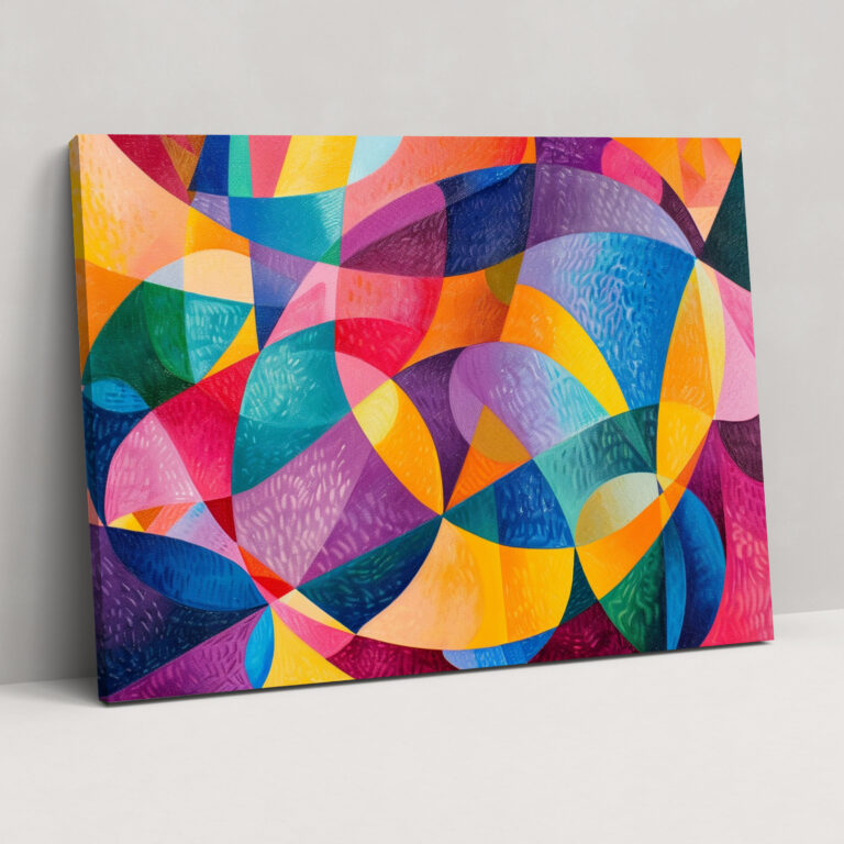 Colorful Geometry Pointillism Canvas Print - Pointillism, Wall Decoration, Vibrant Colors, Canvas Print