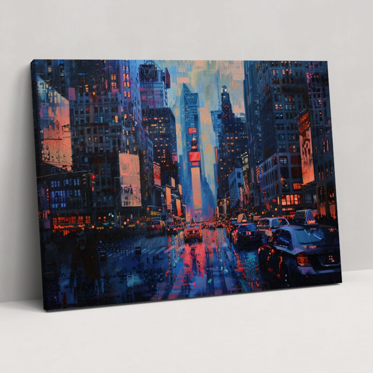 Cityscape Pointillism Wall Art - Pointillism, Wall Decoration, Canvas, Canvas Wall Art