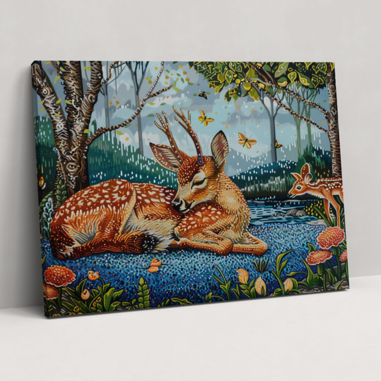 Whimsical Animal Pointillism Canvas Print - Pointillism, Pointillism, Canvas, Canvas Wall Art