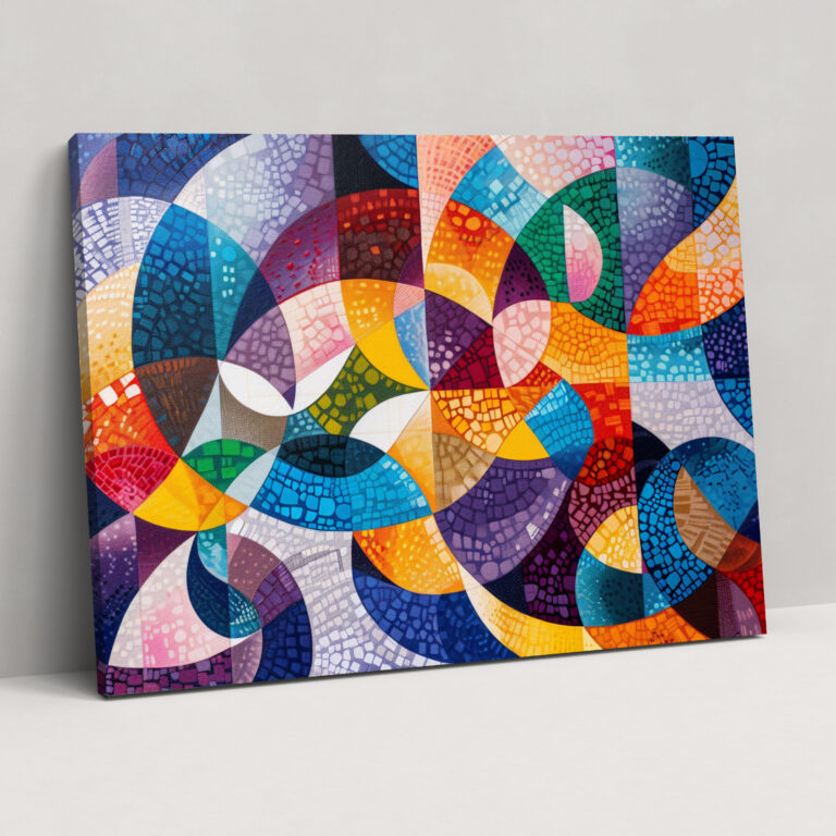 Geometric Shapes Pointillism Wall Decoration - Pointillism, Pointillism, Wall Art, Canvas Print