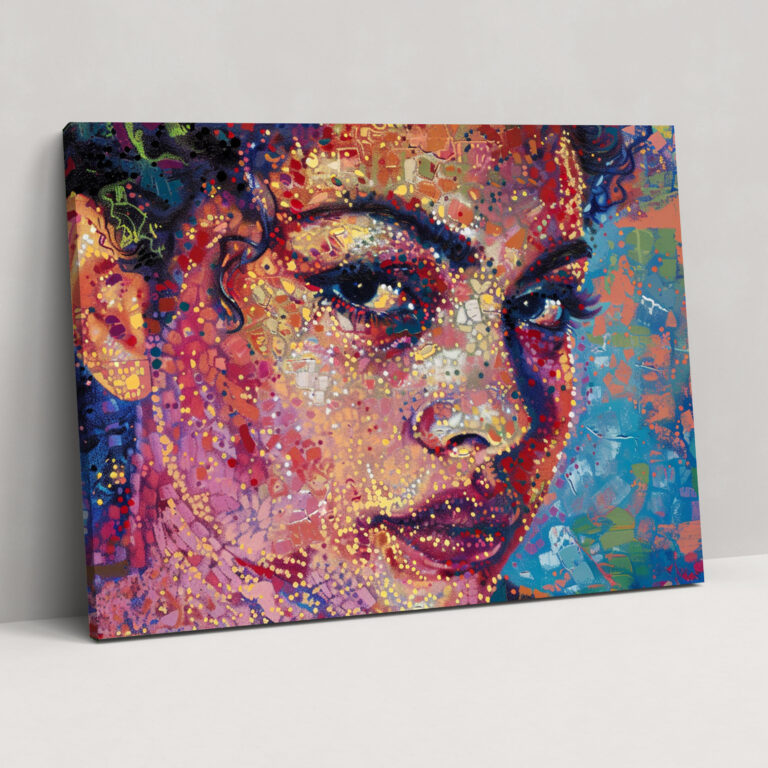 Woman Portrait Pointillism Canvas Print - Pointillism, Canvas, Pointillism, Elegant