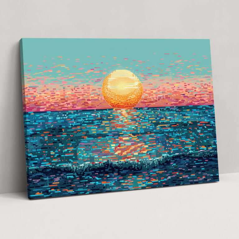 Pointillism Seascape Canvas Print - Pointillism, Canvas Wall Art, Wall Art, Pointillism