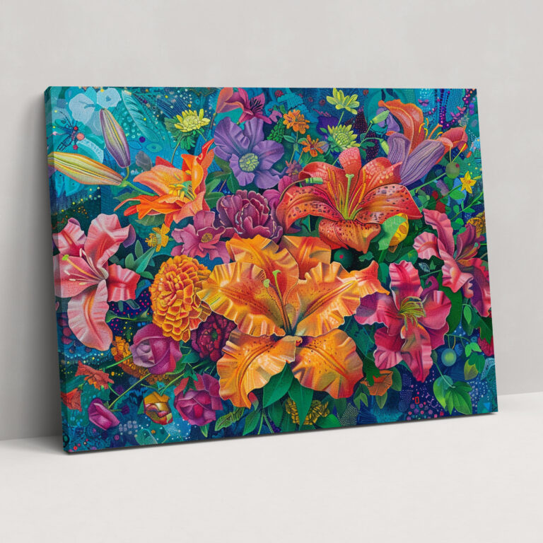 Pointillism Floral Canvas Print - Pointillism, Pointillism, Home Decoration, Canvas Wall Art