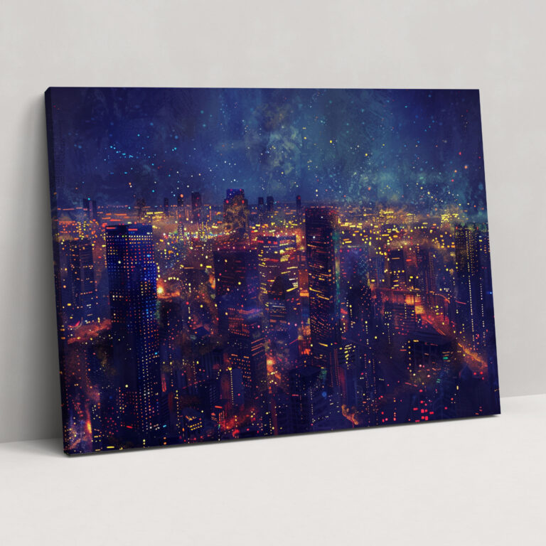 City Night Lights Pointillism Wall Art - Pointillism, Pointillism, Home Decoration, Wall Decoration