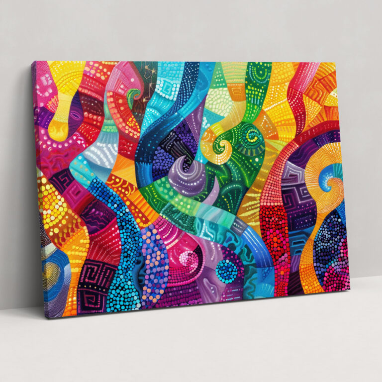 Abstract Geometric Pointillism Wall Art - Pointillism, Canvas, Wall Decoration, Wall Art