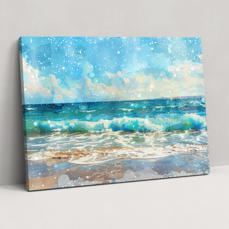 Seascape Dotted Canvas Wall Decoration - Pointillism, Wall Art, Wall Decoration, Canvas Wall Art