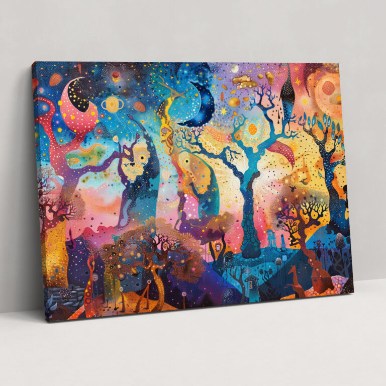 Surreal Fantasy Canvas Print - Pointillism, Wall Art, Pointillism, Canvas Wall Art