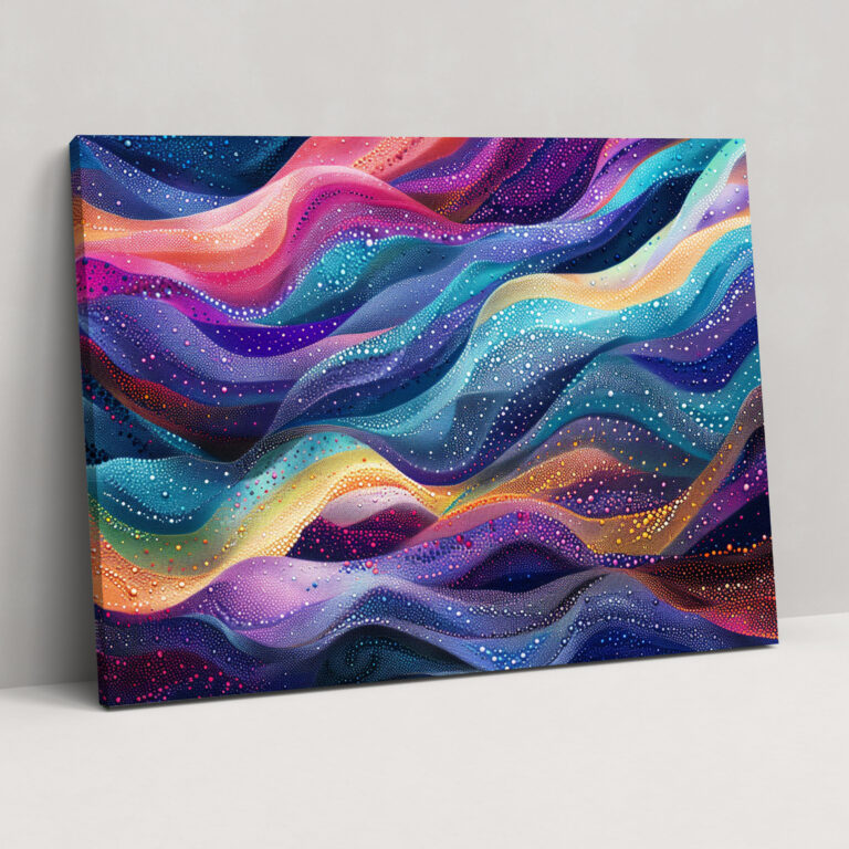 Abstract Ocean Waves Canvas Wall Decoration - Pointillism, Pointillism, Canvas, Canvas Print