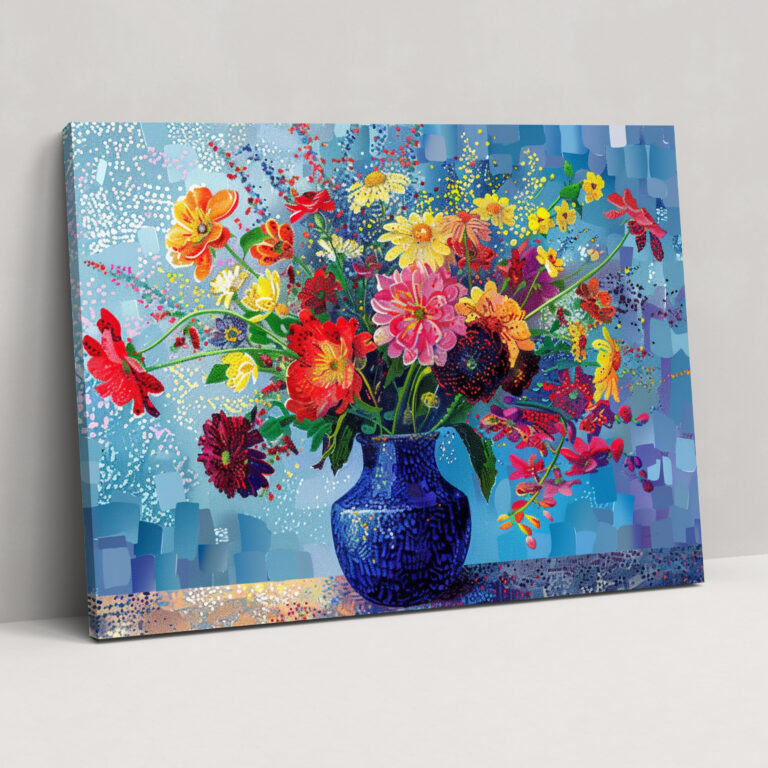 Pointillism Floral Canvas Print - Pointillism, Vibrant, Floral, Colorful