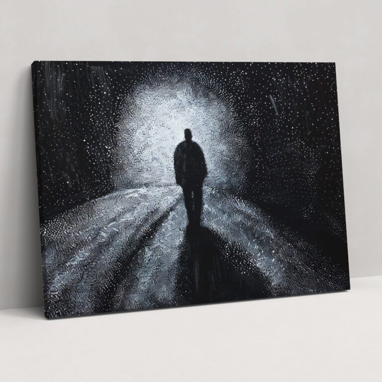 Pointillism Shadow Figure Wall Decoration - Pointillism, Shadow, Figure, Mysterious