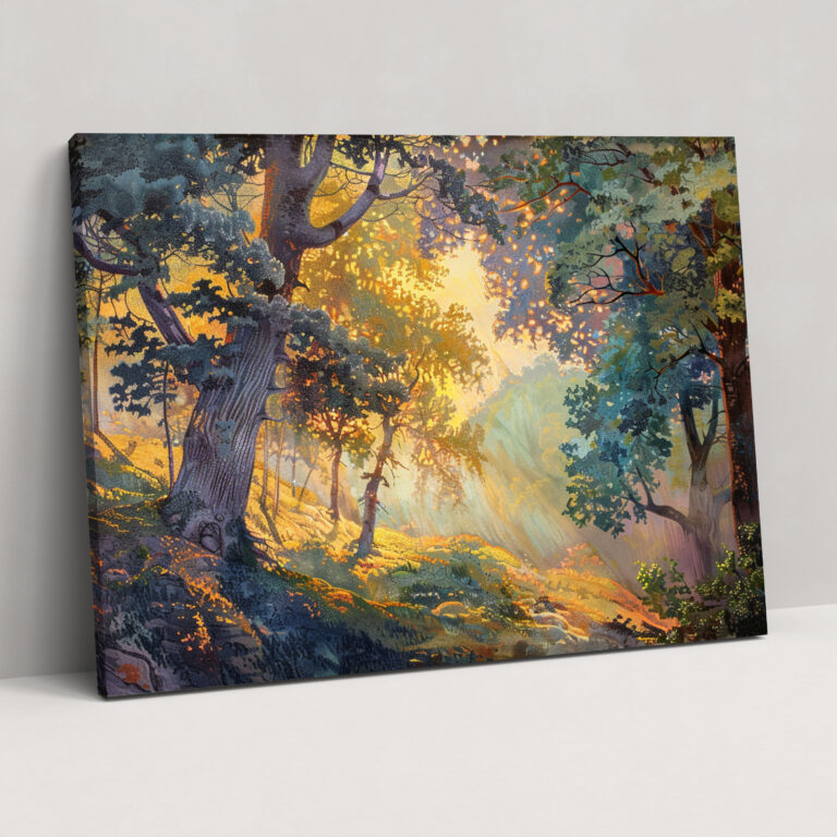 Pointillism Forest Landscape Wall Decoration - Pointillism, Canvas Wall Art, Landscape, Wall Decoration