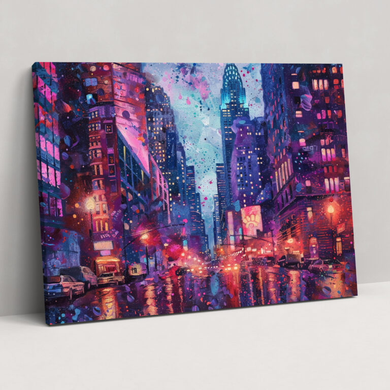 Pointillism Cityscape Canvas Print - Pointillism, Pointillism, Canvas Wall Art, Wall Decoration