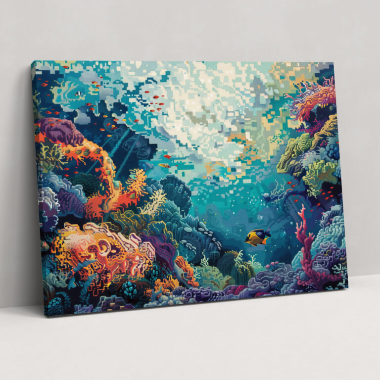 Underwater Pointillism Canvas Print - Pointillism, Wall Decoration, Canvas Wall Art, Canvas Print
