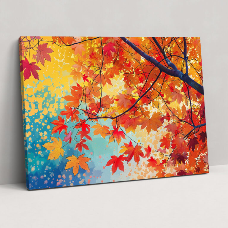 Autumn Foliage Pointillism Canvas Print - Pointillism, Pointillism, Canvas Wall Art, Canvas Print