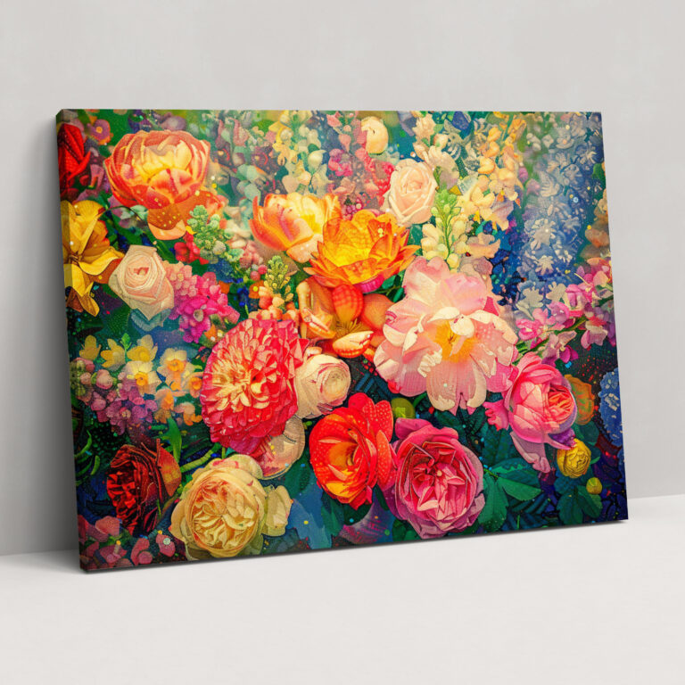 Pointillism Floral Canvas Print - Pointillism, Canvas Wall Art, Canvas, Pointillism