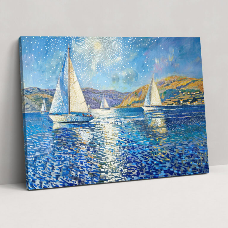 Pointillism Seascape Wall Art - Pointillism, Seascape, Canvas Print, Pointillism