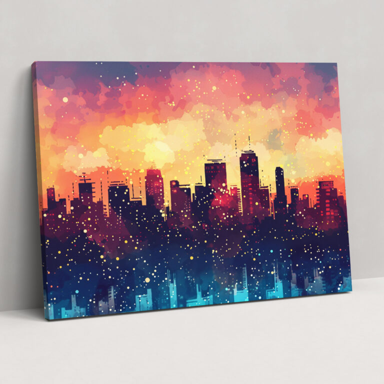 Pointillism Cityscape Canvas Print - Pointillism, Home Decoration, Canvas, Abstract